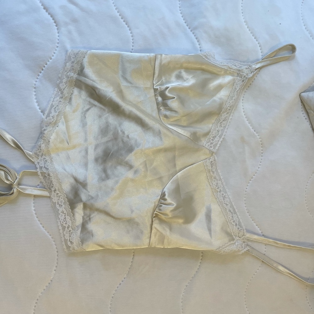 adorable silk and lace tank top